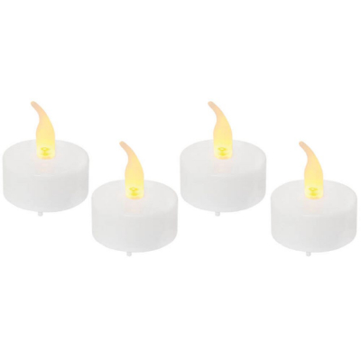 LED-Teelichter, 4er-Set, je 1 flackernde orange LED, mit Timer