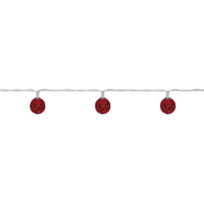 LED-Minilichterkette mit Metallkugeln, 10 warmweiße LEDs, rot