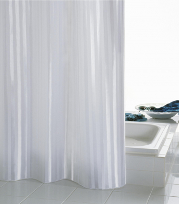 Duschvorhang BATEX STRIPES, textil, 180 x 200 cm, weiß