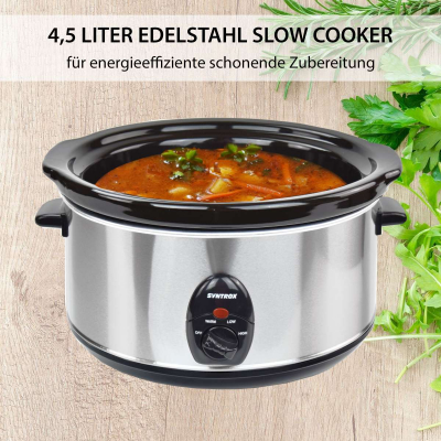 Syntrox 4,5 Liter Edelstahl Slow Cooker mit Warmhaltefunktion