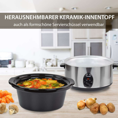 Syntrox 4,5 Liter Edelstahl Slow Cooker mit Warmhaltefunktion