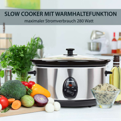 Syntrox 4,5 Liter Edelstahl Slow Cooker mit Warmhaltefunktion
