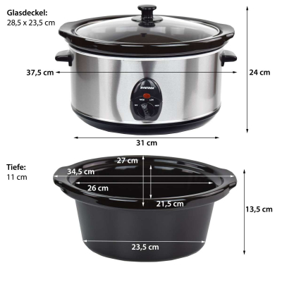 Syntrox 4,5 Liter Edelstahl Slow Cooker mit Warmhaltefunktion