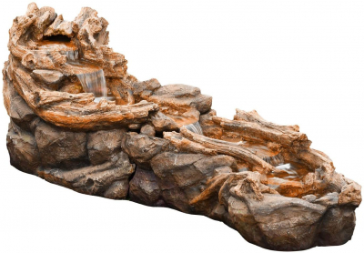 Ubbink TRIPANI - Polyresin, naturgetreue Nachbildung, integrierter Wasserfall - 2300l/h, 5x8 LEDs weiß - H88 x 163 x 80 cm