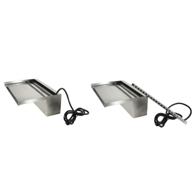 Ubbink Niagara,  30 LED WALL - Wasserfall, Inox 316L, Trafo 12V, 20 LEDs warmweiß, 1- H10 x 30 x 20 cm, LED: 180 Lumen, EEK A+, 3W