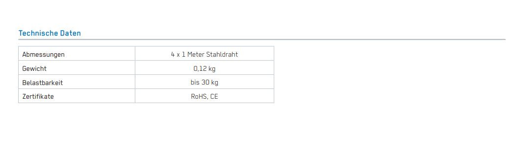 Siku Deckenabhängeset, 4 x 1 Meter Stahldraht