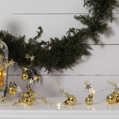 Star Trading LED-Minilichterkette Xmas, 10 warmweiße LEDs, gold