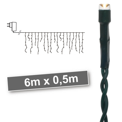 LED-Minilichtervorhang 180 warmweiße LEDs, grünes Kabel