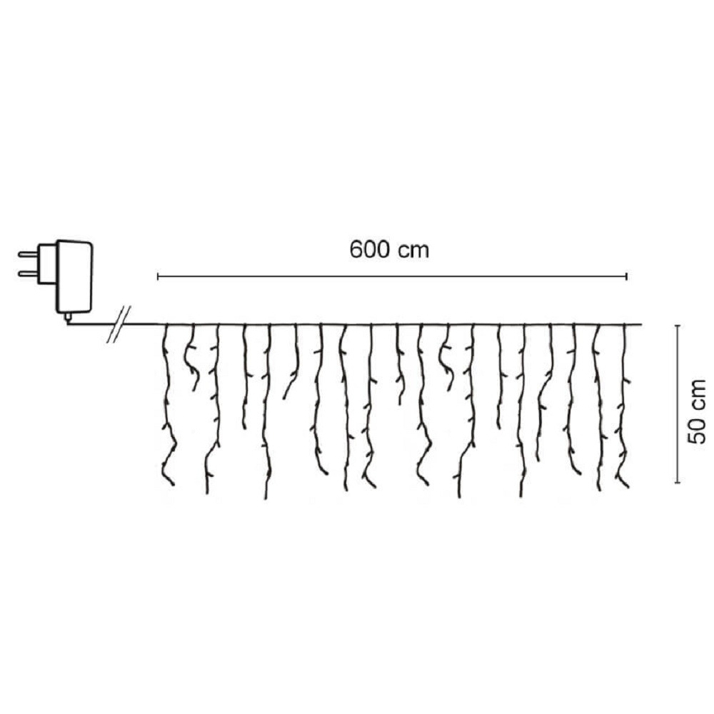 LED-Minilichtervorhang 180 warmweiße LEDs, grünes Kabel