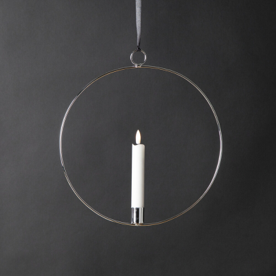 STAR TRADING LED-Fensterbild, FLAMME RING, 1 warmweiße flackernde LED, batteriebetrieb, silber