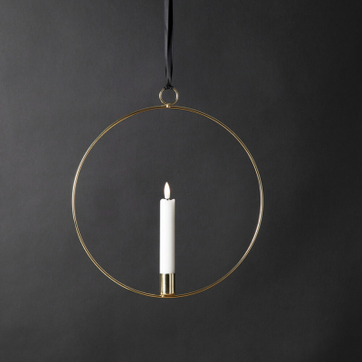 STAR TRADING LED-Fensterbild, FLAMME RING, 1 warmweiße flackernde LED, batteriebetrieb, messing