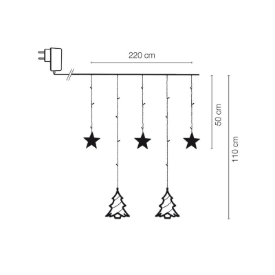 LED-Minilichtervorhang Sterne und Tannebaum, 138 warmweiße LEDs
