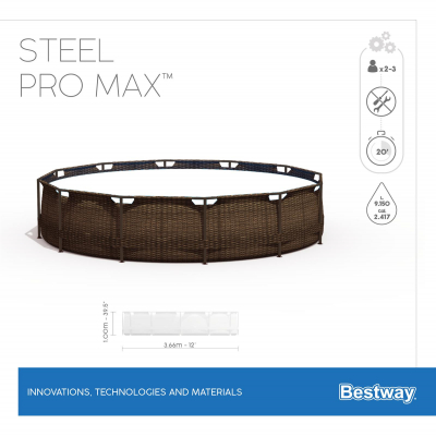 Bestway Steel Pro MAX Frame Pool Komplett-Set 366 x 100 cm