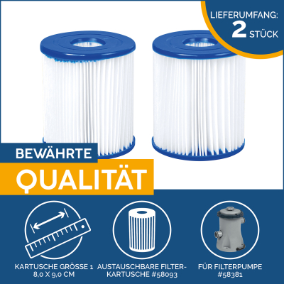 Bestway Filterkartusche Gr. I Doppelpack, 8,0 x 9,0 cm