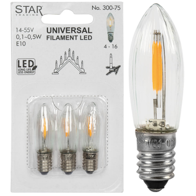 Star Trading 3 x LED-Filament-Topkerze klar