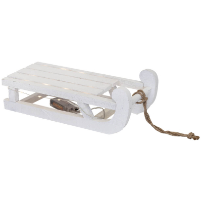LED-Dekoschlitten 20 warmweiße LEDs Holz weiß