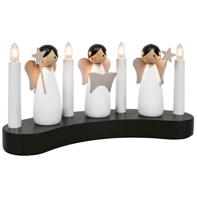 STAR TRADING Weihnachtsleuchter Angelchor Holz bunt bemalt