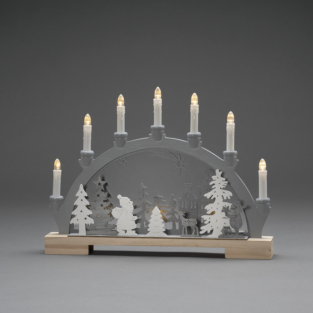 Konstsmide Weihnachtsleuchter 10 warmweiße LEDs grau/weiß
