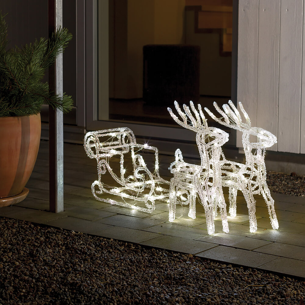 Konstsmide Rentiere mit Schlitten 96 warmweiße LEDs