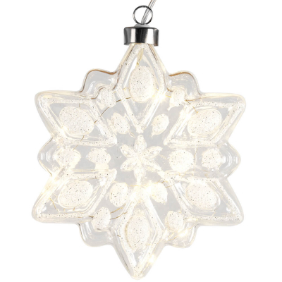 LED-Glasschneeflocke eckig, 10 warmweiße LEDs