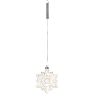 LED-Glasschneeflocke eckig, 10 warmweiße LEDs