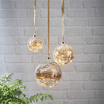 Star Trading LED-Glaskugel Glow, 15 warmweiße LEDs, Durchmesser 100 mm