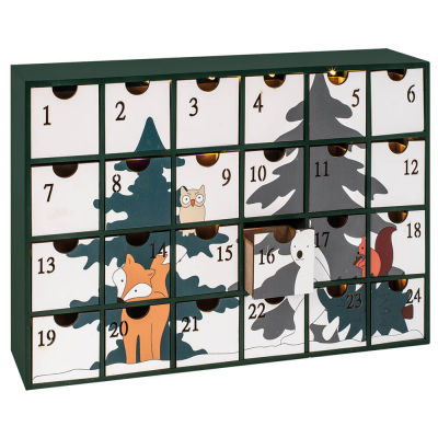 Star Trading LED-Adventskalender, Forest Friends, 24 warmweiße LEDs