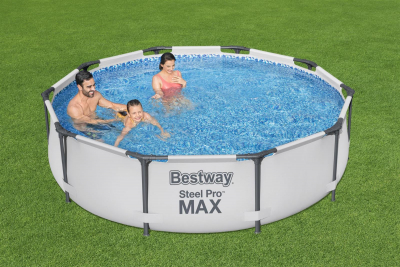 Bestway Steel Pro MAX Frame Pool-Set mit Filterpumpe Ø 305 x 76 cm, lichtgrau, rund