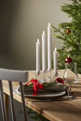 STAR Trading LED-Wachskerzen-Set Flamme weiß 16-28cm 4er-Set