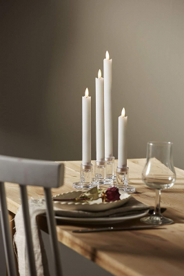 STAR Trading LED-Wachskerzen-Set Flamme weiß 16-28cm 4er-Set