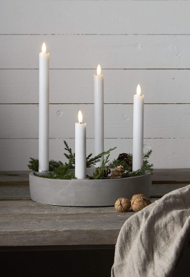 STAR Trading LED-Wachskerzen-Set Flamme weiß 16-28cm 4er-Set