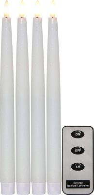 STAR Trading LED-Wachskerzen-Set Flamme weiß 28,5cm 4er-Set