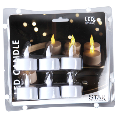 STAR Trading LED-Teelichter 6er-Set inkl. Ladestation gelb/flackernd