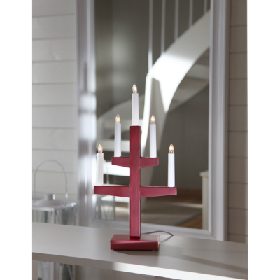 STAR Trading Leuchter Holz Trapp rot 5 BS