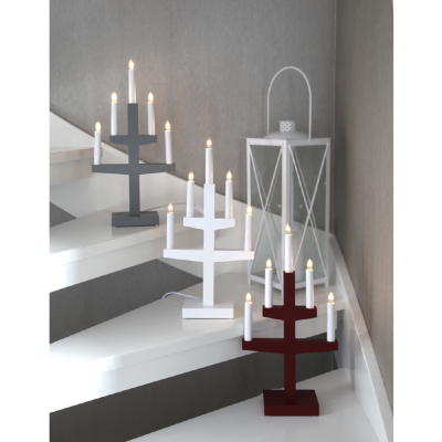 STAR Trading Leuchter Holz Trapp weiß 5 BS