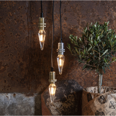 STAR Trading Lampenfassung Metall E14 Textilkabel 3,5m messing/schwarz