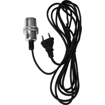 STAR Trading Lampenfassung Metall E14 Textilkabel 3,5m zink/schwarz