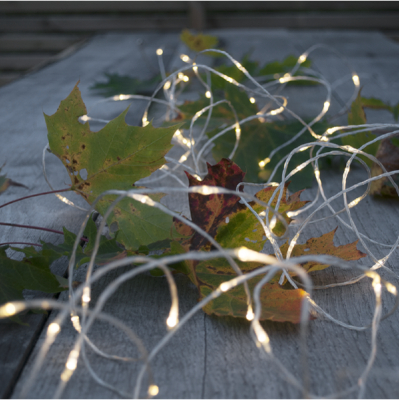 STAR Trading LED-Lichterkette Dew Drops outdoor 200 BS ww/silber