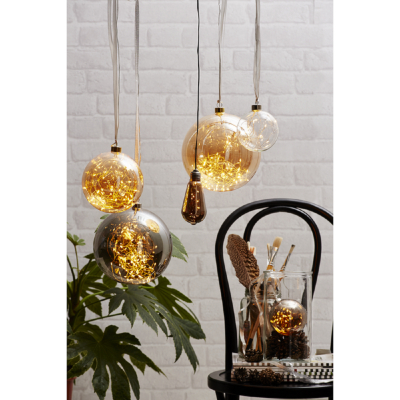 STAR Trading Glaskugel Glow mit Dew Drops 80 BS ww/orange