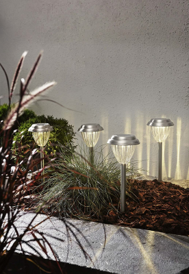 STAR Trading Solar-LED-Stäbe-Set Palma silber/warmweiß außen