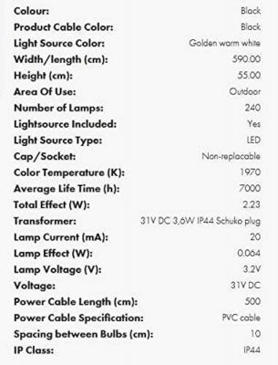 STAR Trading LED-Eislichtvorhang 240 BS ww/schwarz außen