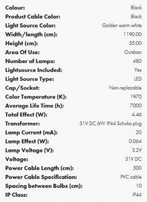 STAR Trading LED-Eislichtvorhang 480 BS ww/schwarz außen