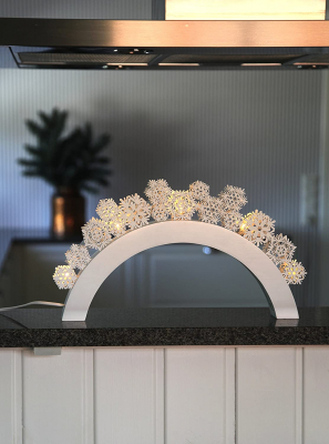 STAR Trading LED-Leuchter Holz Snowfall weiß 5 BS