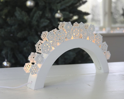 STAR Trading LED-Leuchter Holz Snowfall weiß 5 BS