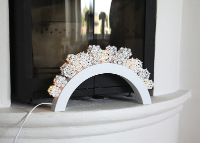 STAR Trading LED-Leuchter Holz Snowfall weiß 5 BS