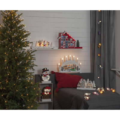 STAR TRADING Fensterleuchter FREDDY Schneemann, 6 warmweiße LEDs