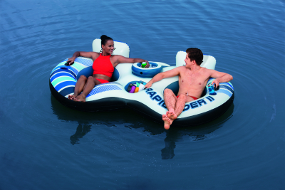 Bestway Hydro-Force 2-Personen-Schwimmring mit Rückenlehne Rapid Rider II 251 x 132 cm