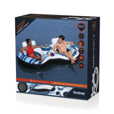 Bestway Hydro-Force 2-Personen-Schwimmring mit Rückenlehne Rapid Rider II 251 x 132 cm