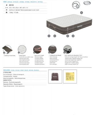 Bestway Fortech Luftbett mit integrierter Elektropumpe Double XL/Lo 203 x 152 x 36 cm