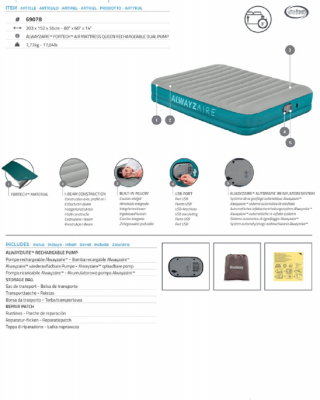 Bestway AlwayzAire Fortech Luftbett mit akkubetriebener Doppelpumpe Double XL/Lo 203 x 152 x 36 cm